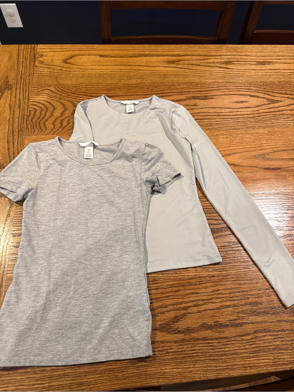 H&M Women’s Light Gray Short & Long Sleeve Tee Set -Size XS